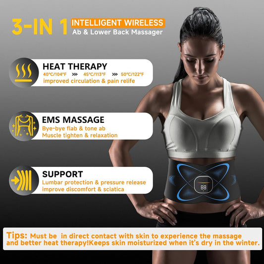 Ab Stimulator Muscle Toner, Abs Stimulator Abdominal Massage Belt Black