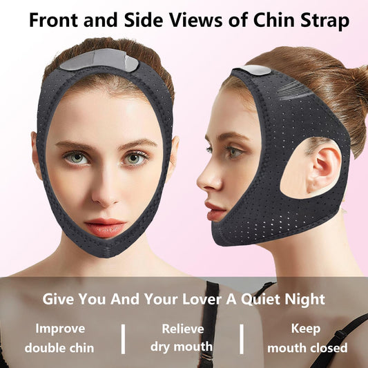 Anti Snore Chin Strap,Sleep Chin Strap for CPAP Users,Black