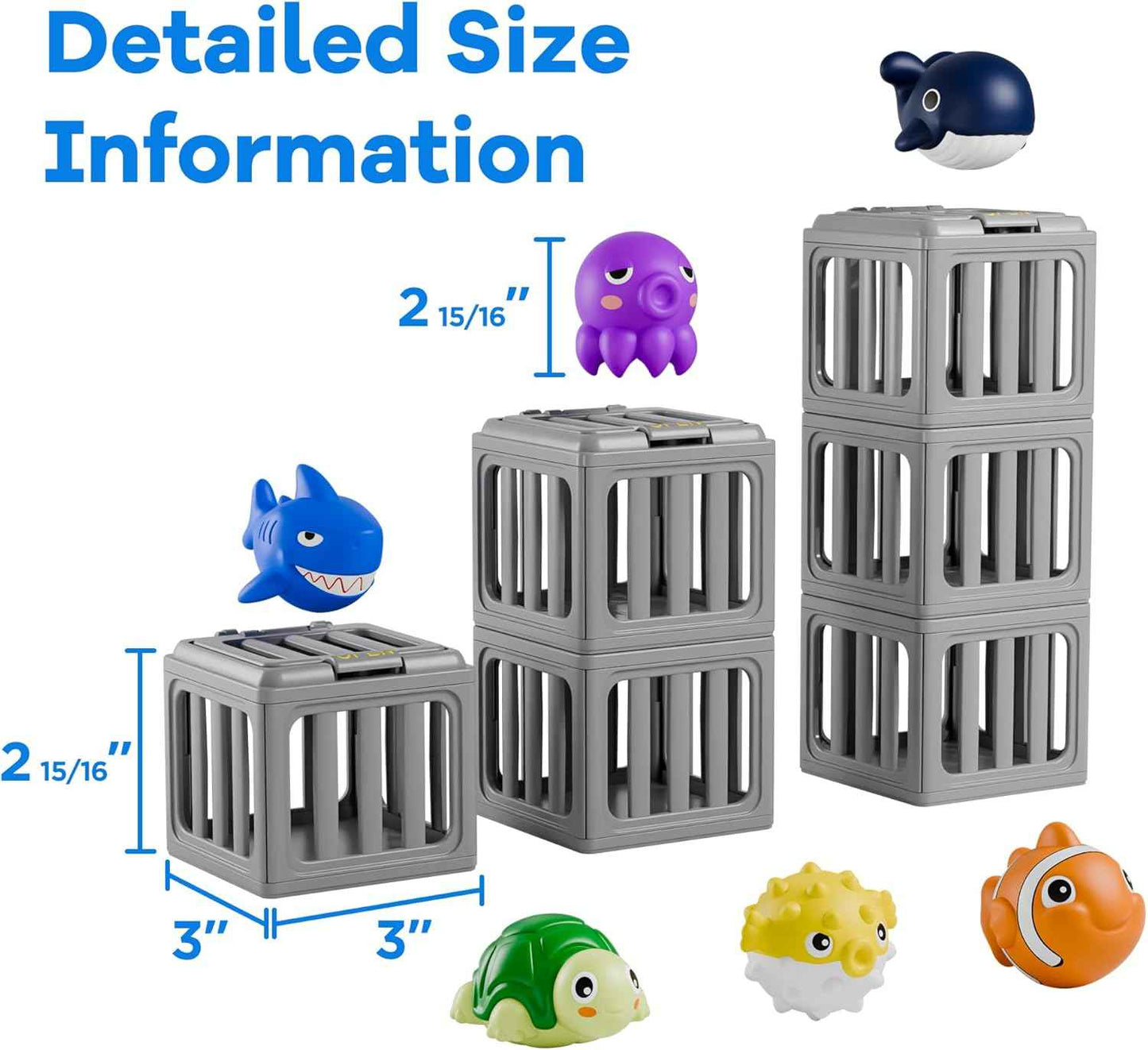 Exciting Kids Pool Diving Toy Set - 6 Cute Floating Animals & Dive Cages