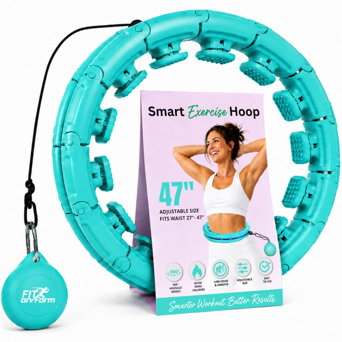 FIT ON Form Infinity Weighted Hula Hoop for Adults Weight Loss, Smart Exercise Hola Circle Hoop for Women Abs Workout