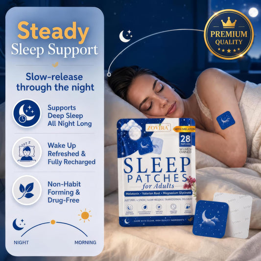Sleep Patches for Adults — Extra Strength Melatonin & Magnesium Patch — Time-Release Sleep Aid Stickers — Non-Habit Forming, Hypoallergenic — 28 Transdermal Patches for Deep Rest & Relaxation