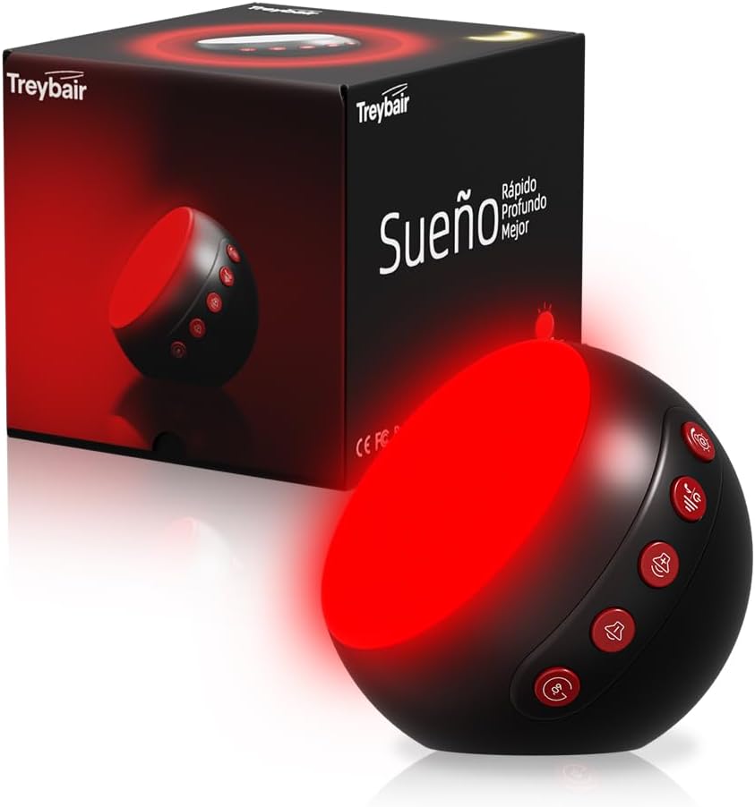 630nm Red Light Therapy Sleep Device, Red Night Light Lamp to Support Deep Relaxation and Improve Sleeping for Adult & Elderly Adults, Suitable for Gifts, Black (Built in White Noise)