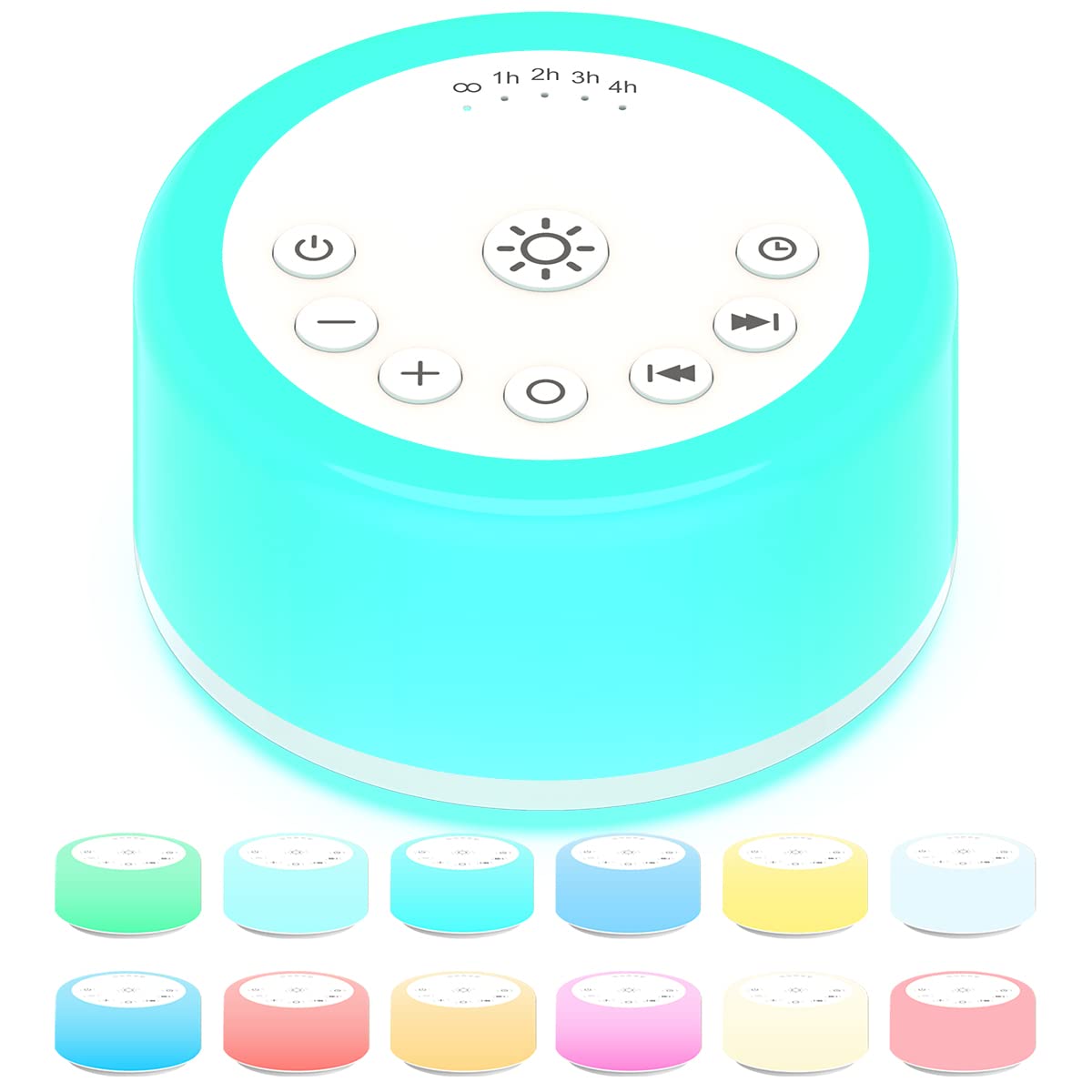 Soother Sleep Sound Machine Night Light White Noise Machine with 30 Soothing Sounds & 12 Color Night Lights for Baby Kids Adults Brown Noise Machine with Timer & Continuous Play for Home Travel Office