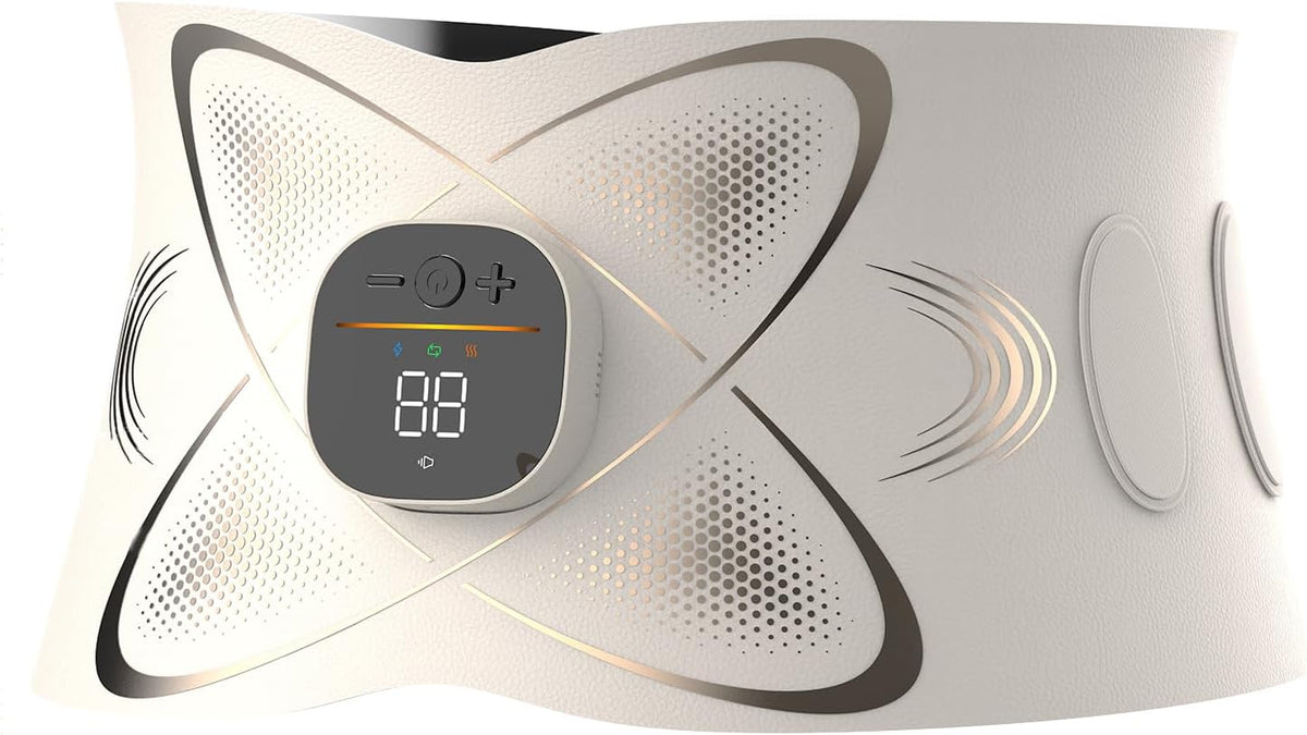 Abs Stimulator Abdominal, AB Belt Muscle Stimulator with Heat (White)