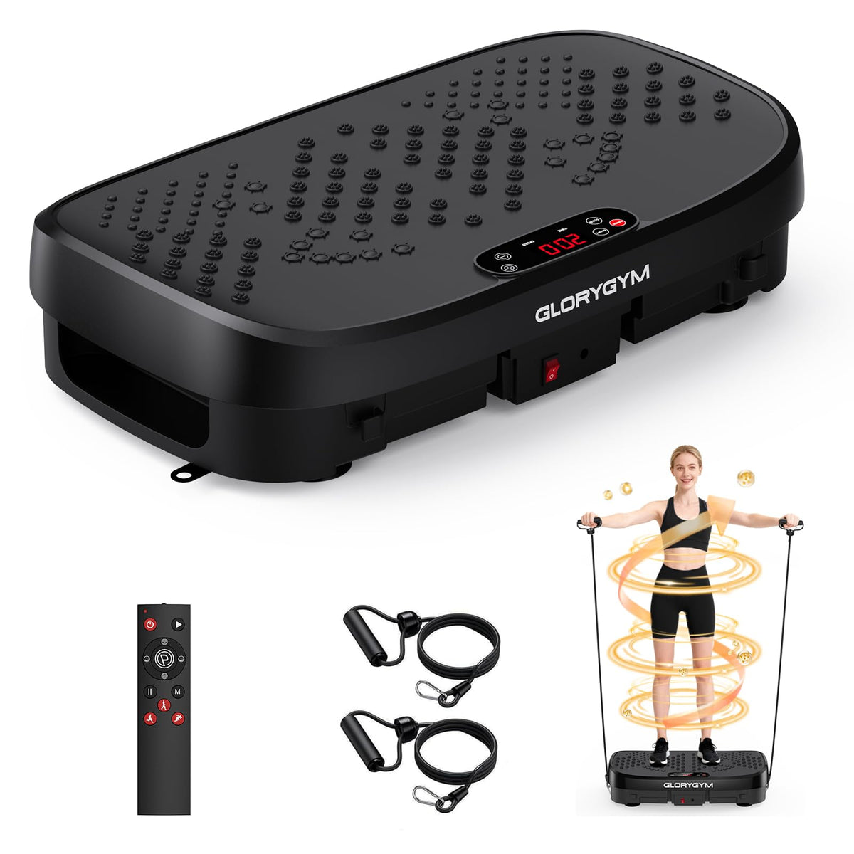Vibration Plate Exercise Machine for Body Shaker Machine & Weight Loss, Shake Plate with Resistance Bands, 120 Speed Levels, Remote Control, Full Body Workout, Compact Home Gym Equipment