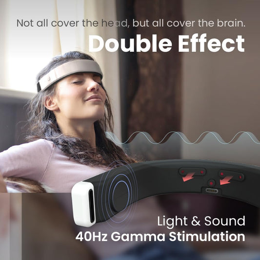 Good Sleep Headset for Relaxation & Bedtime Routine, 40Hz Gamma Light & Bone Conduction Sound Rhythmic Massager, Designed to Insomnia Relief, Promote Calm, Focus, Meditation and Mental Rest
