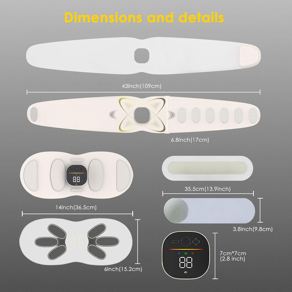 Abs Stimulator Abdominal, AB Belt Muscle Stimulator with Heat (White)
