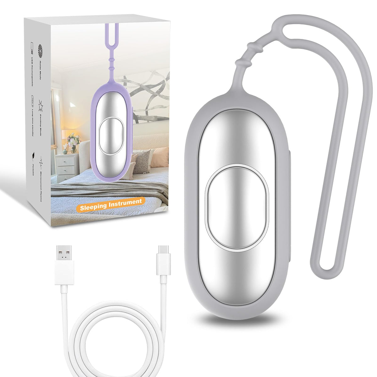 Compact Handheld Sleep Aid Device, Portable Stress Calming Relaxation Tool, USB Rechargeable Pocket Size Sleep Helper for Adults, Lightweight Night Rest Support Device for Home Travel Office