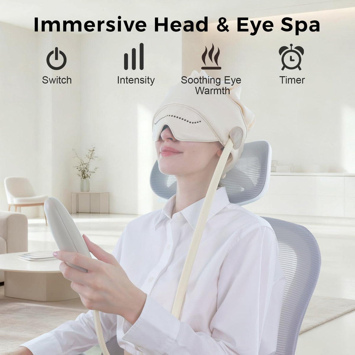 FSA Eligible HSA Approved Head Massager for Headaches, Eye Massager with Heat, 2200 mAh Electric Rechargeable Head Tool for Stress Relief, Migraine Relief Massager for Forehead, 6 Zone Kneading