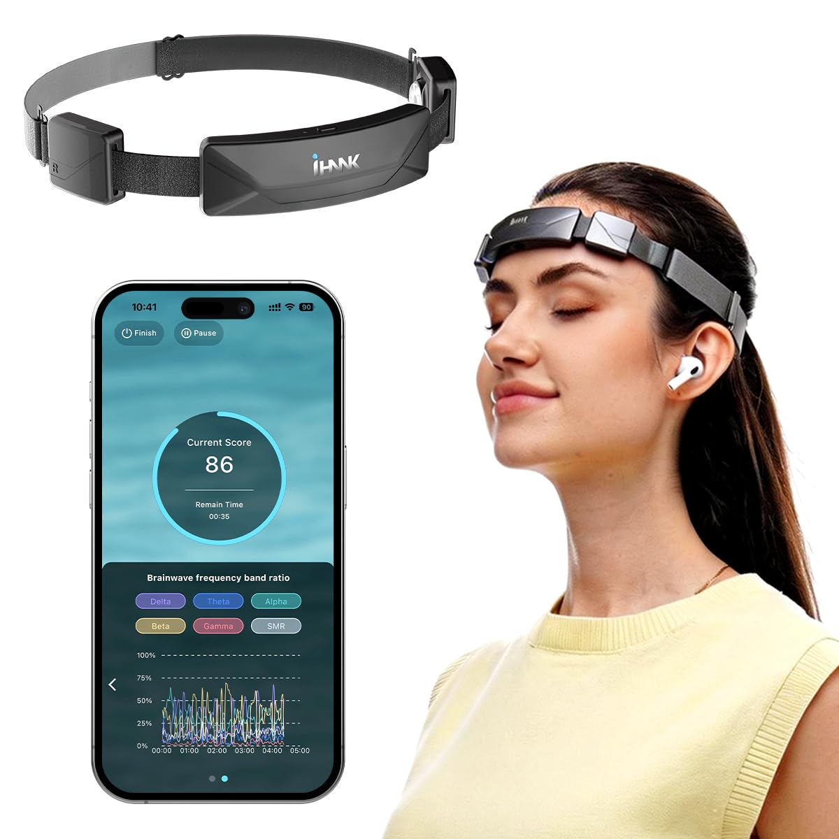 EEG Neurofeedback Headband for Meditation & Brainwave Monitoring, Real-Time Brain Activity Tracker with App, Train Focus, Relaxation & Sleep Preparation