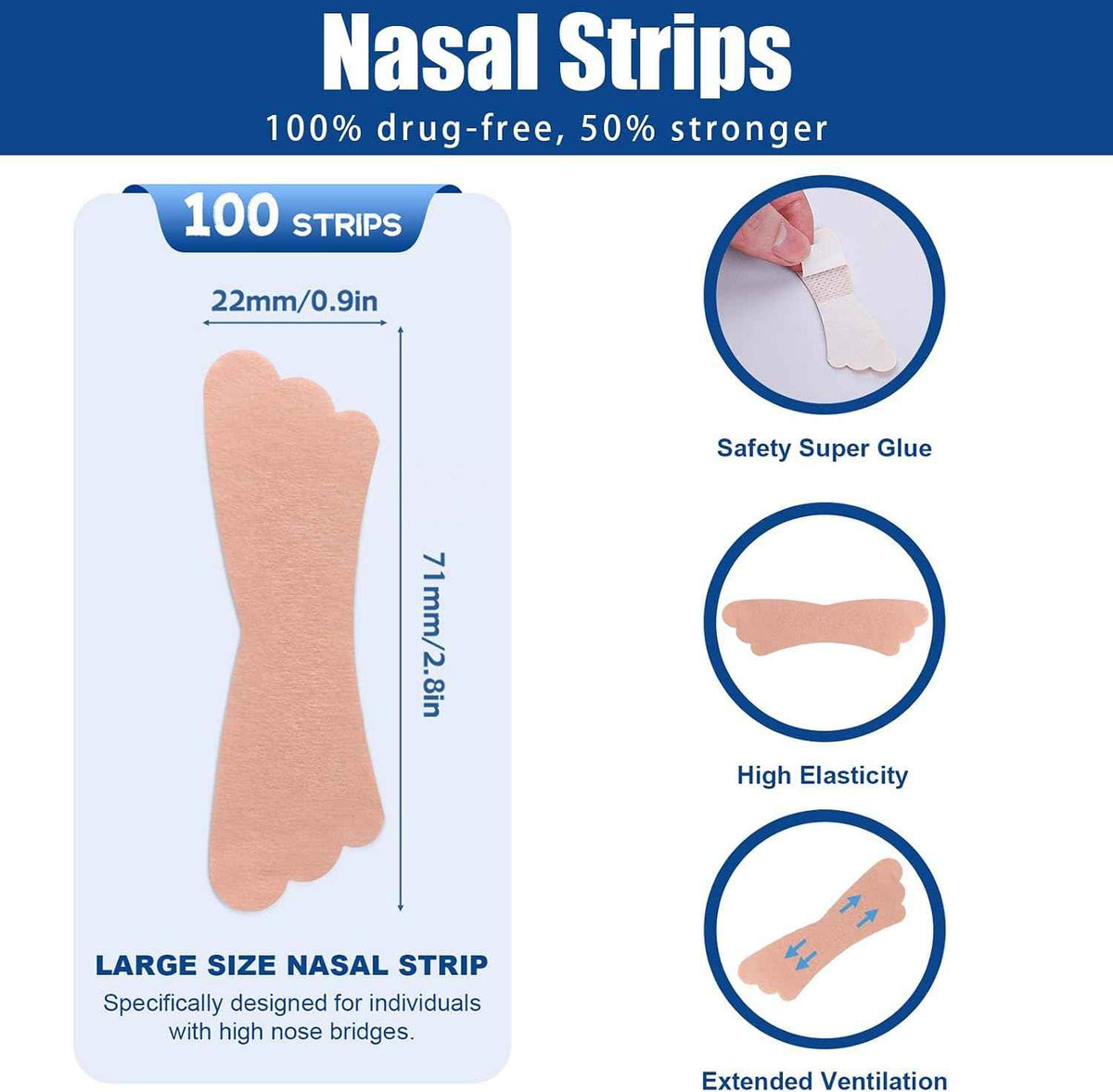 100Pcs Nasal Strips for Snoring, Extra Strength Nose Strips Breathing