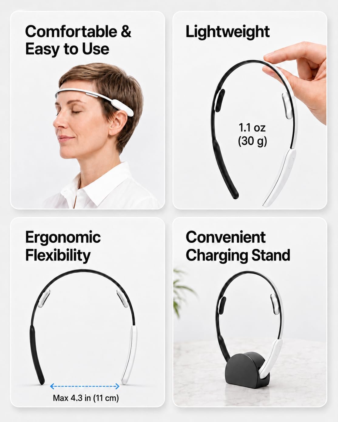 Sleepisol+ Wellness Headband for Bedtime Relaxation & Meditation, Bluetooth Wearable with 4 Modes, Lightweight 1.1 oz, Flexible Ergonomic Design