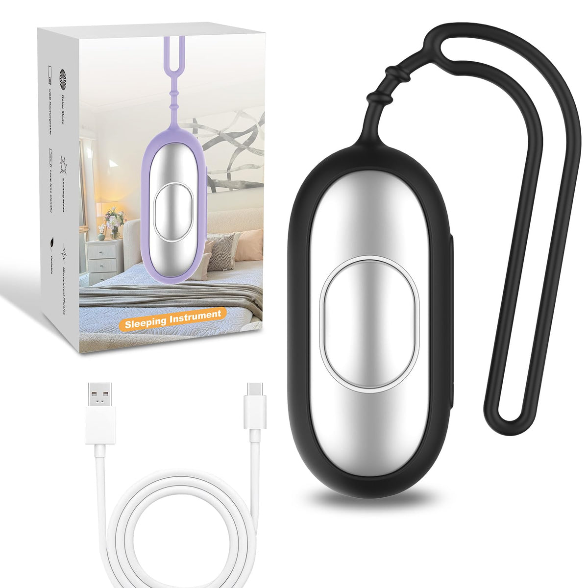 Compact Handheld Sleep Aid Device, Portable Stress Calming Relaxation Tool, USB Rechargeable Pocket Size Sleep Helper for Adults, Lightweight Night Rest Support Device for Home Travel Office