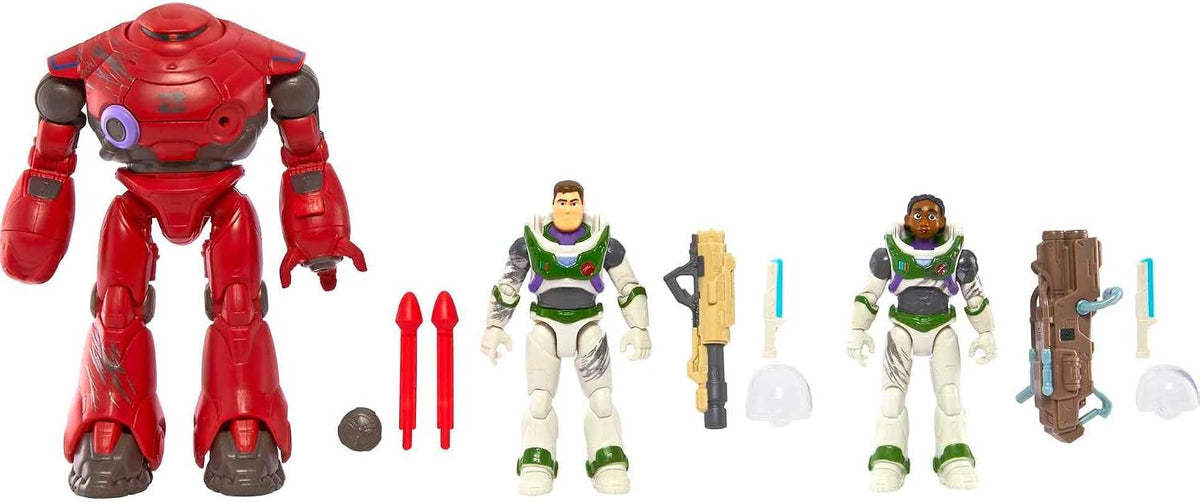 Mattel Disney Pixar Lightyear Set with 3 Action Figures, Space Rangers vs Robots Clash Pack with Buzz Lightyear, Izzy Hawthorne & Zyclops, 5-inch Scale