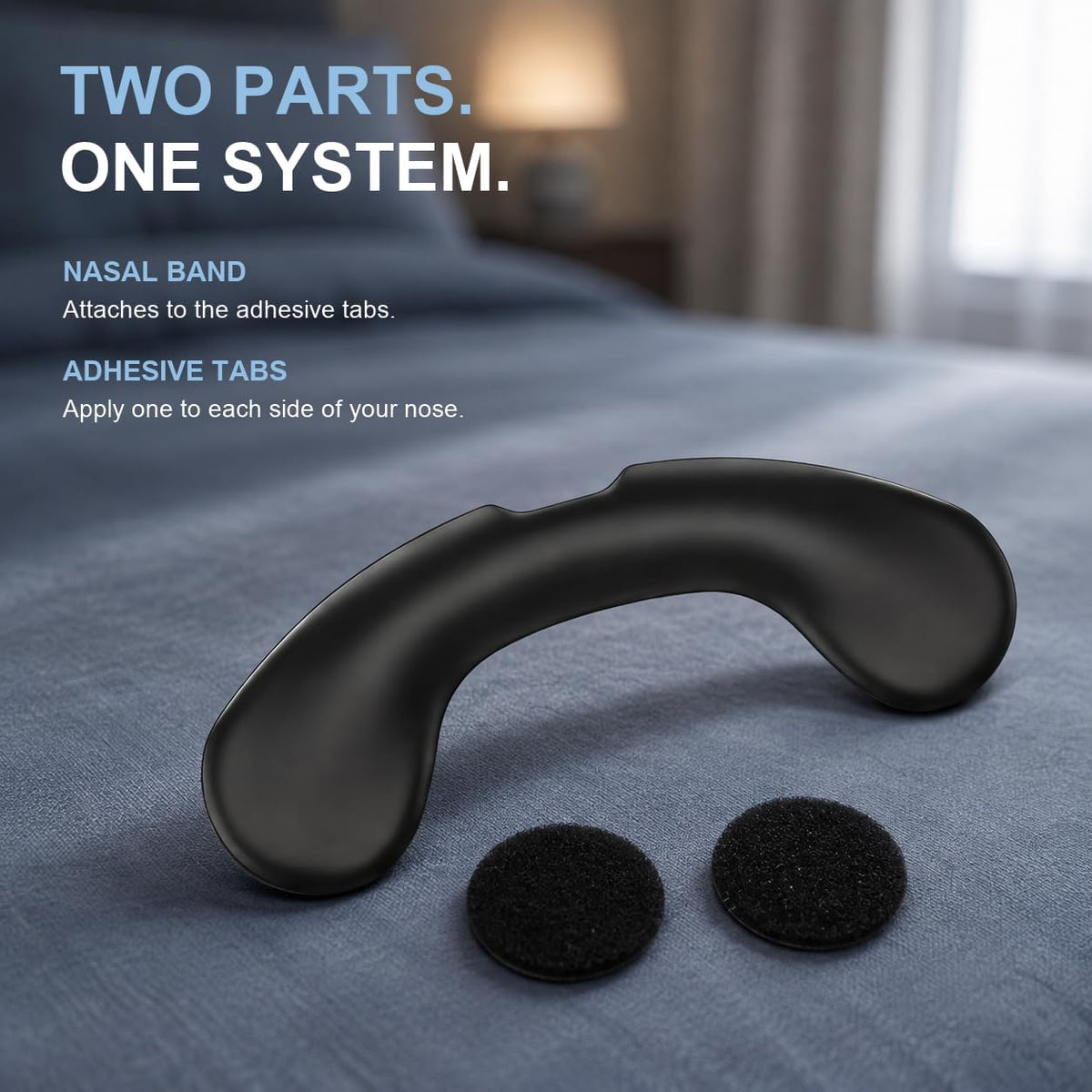 Reusable Nasal Strips for Breathing and Snoring, 4 Bands (2 M + 2 L) and 120 Adhesive Tabs, 60 Uses