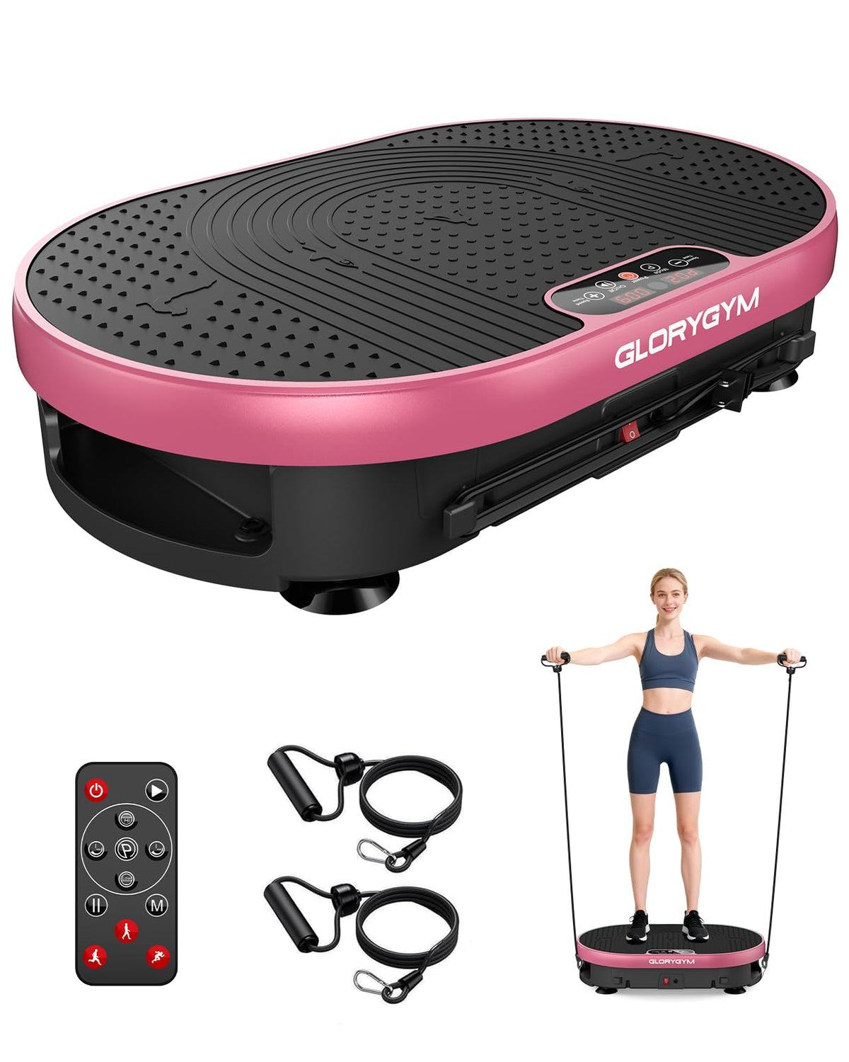 Vibration Plate Exercise Machine for Body Shaker Machine & Weight Loss, Shake Plate with Resistance Bands, 120 Speed Levels, Remote Control, Full Body Workout, Compact Home Gym Equipment