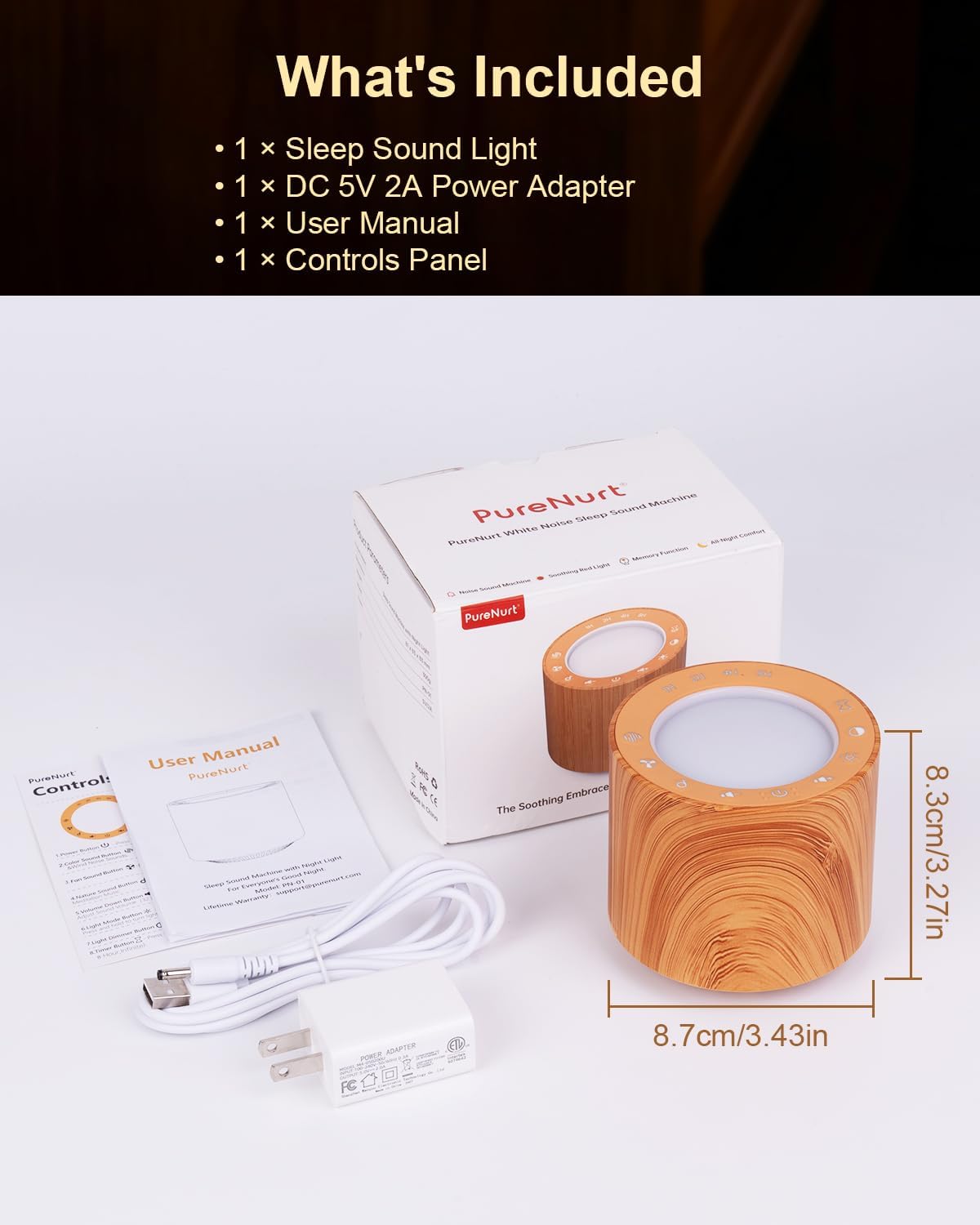 Wood Grain 670nm Red Light Therapy White Noise Sleep Sound Machine