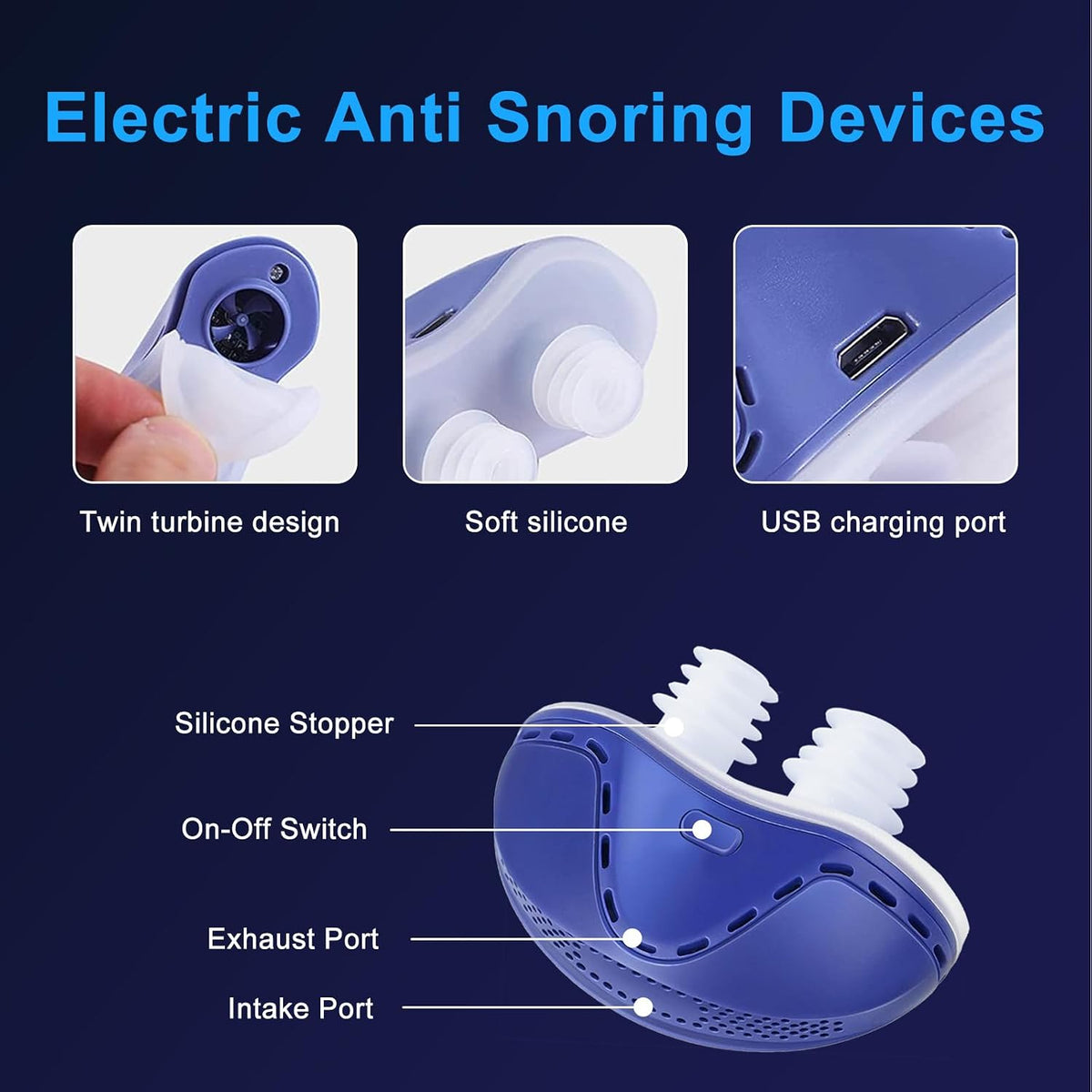 Anti Snoring Devices, Secure-Fit Snoring Solution with 3 Airflow Levels