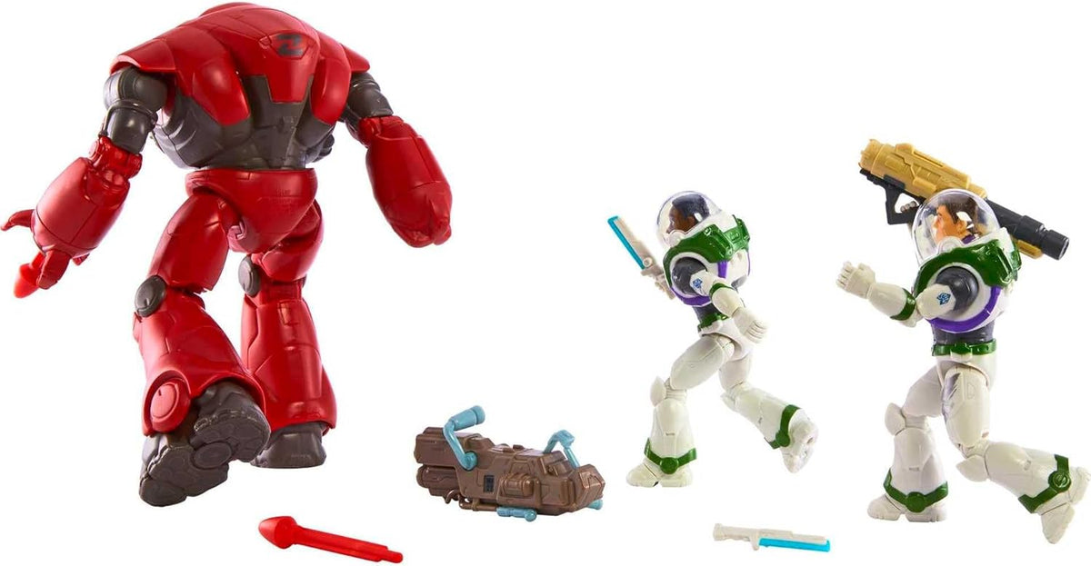 Mattel Disney Pixar Lightyear Set with 3 Action Figures, Space Rangers vs Robots Clash Pack with Buzz Lightyear, Izzy Hawthorne & Zyclops, 5-inch Scale