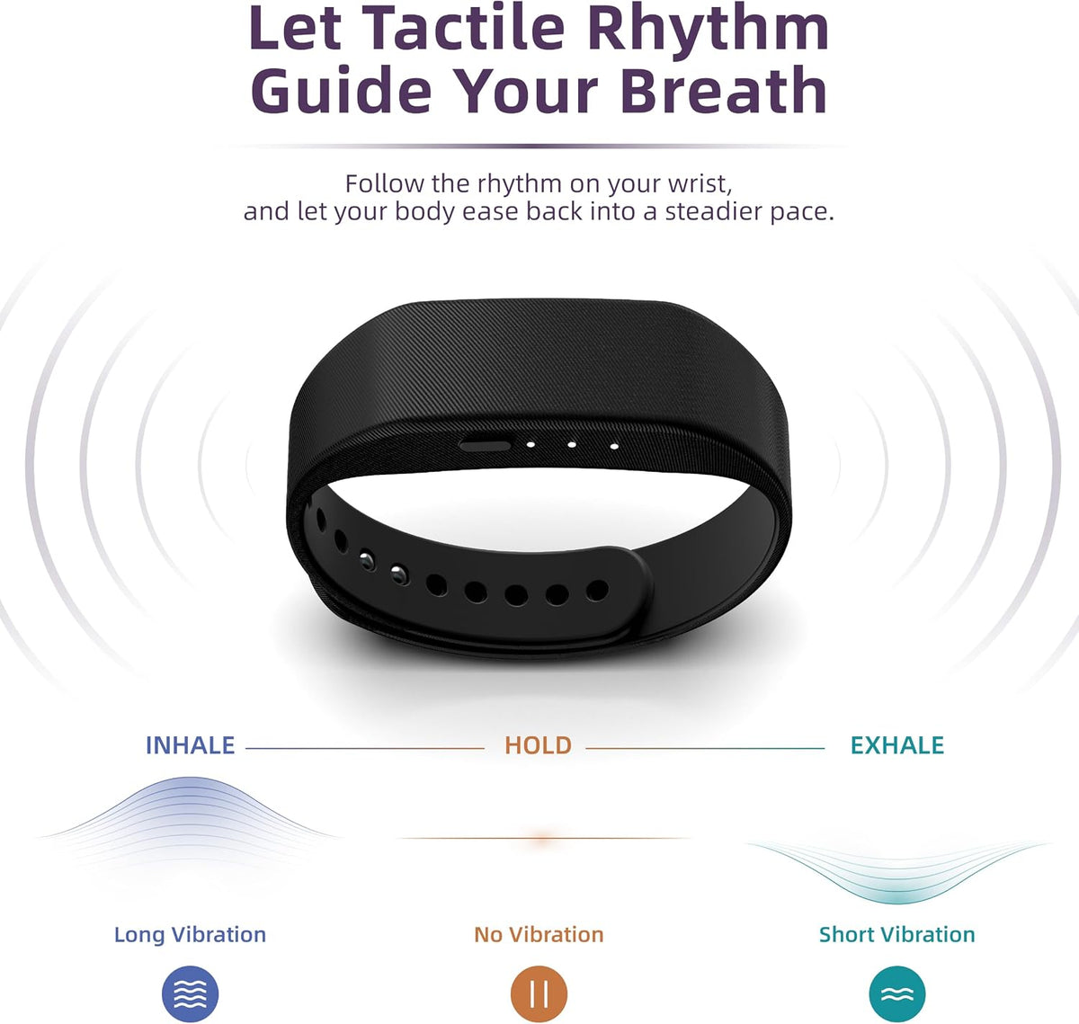 InterBreath Guided Breathing Device | 4 Modes to Slow Your Breath & Calm Your Mind | Stress Relief, Mindfulness, Sleep & Focus | Wellness Gift for Adults & Kids | Wireless Charging, Purple