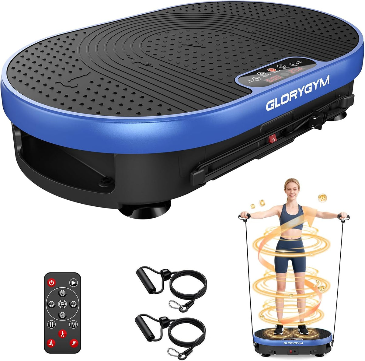 Vibration Plate Exercise Machine for Body Shaker Machine & Weight Loss, Shake Plate with Resistance Bands, 120 Speed Levels, Remote Control, Full Body Workout, Compact Home Gym Equipment