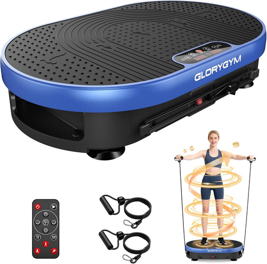 Vibration Plate Exercise Machine for Body Shaker Machine & Weight Loss, Shake Plate with Resistance Bands, 120 Speed Levels, Remote Control, Full Body Workout, Compact Home Gym Equipment