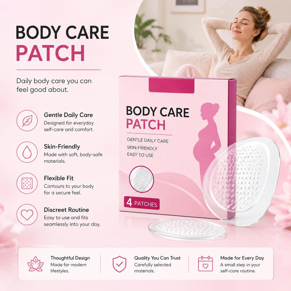 Clear Hydrogel Abdomen Care Patches，8Strips/2Box