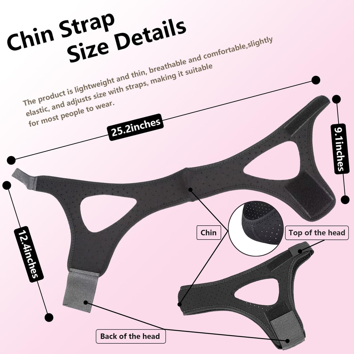 Anti Snore Chin Strap,Sleep Chin Strap for CPAP Users,Black