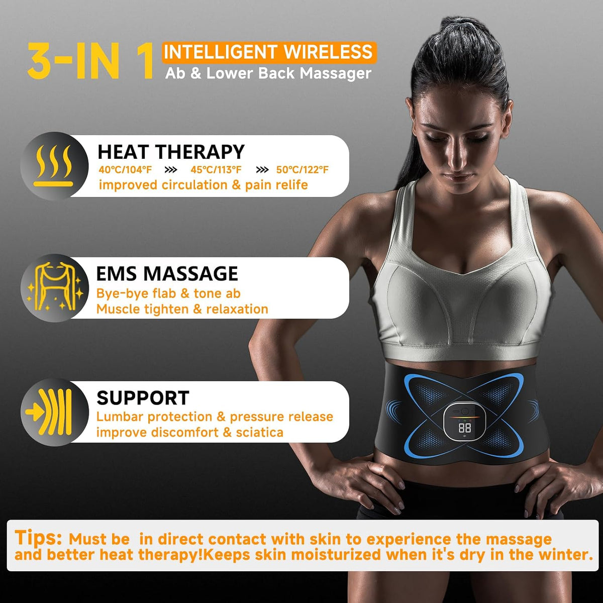 Ab Stimulator Muscle Toner, Abs Stimulator Abdominal Massage Belt Black