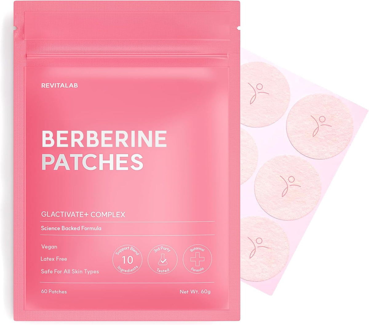 Berberine Patches for Women & Men - 60 Count | 10X Strength Formula | with Green Tea, Ceylon Cinnamon & Chromium | New & Improved Kind of Patches - 2 Month Supply