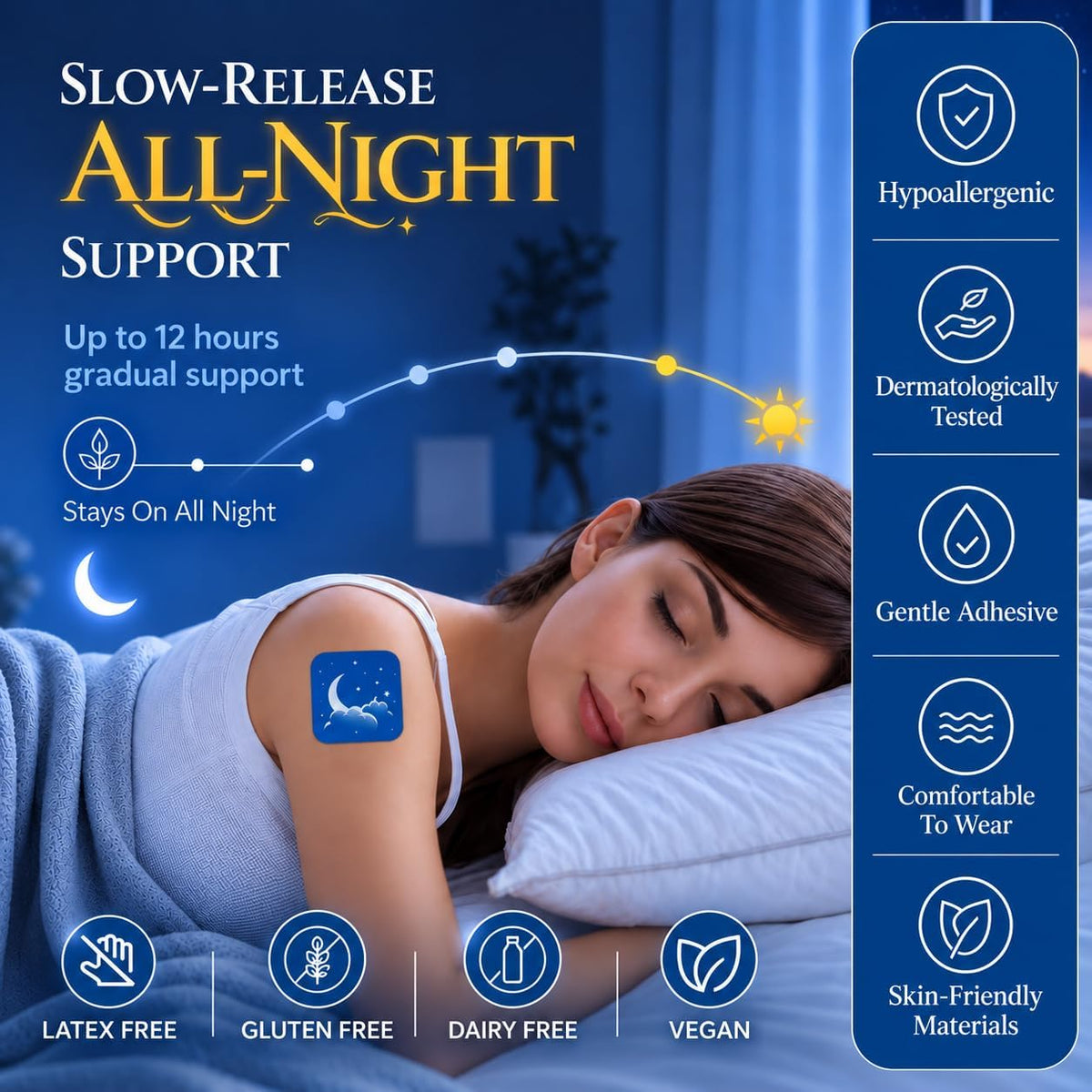 Sleep Patches for Adults — Extra Strength Melatonin & Magnesium Patch — Time-Release Sleep Aid Stickers — Non-Habit Forming, Hypoallergenic — 28 Transdermal Patches for Deep Rest & Relaxation