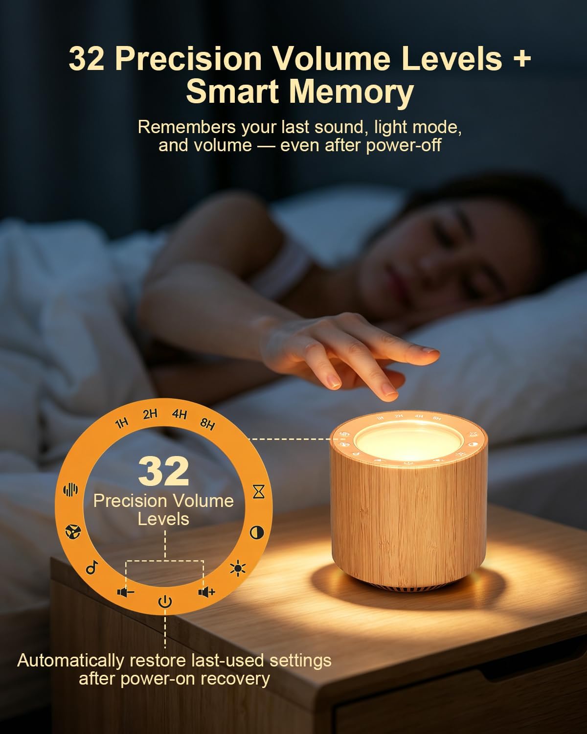 Wood Grain 670nm Red Light Therapy White Noise Sleep Sound Machine