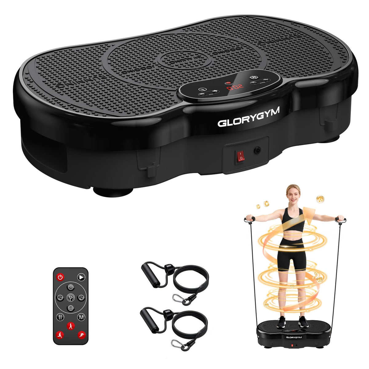 Vibration Plate Exercise Machine for Body Shaker Machine & Weight Loss, Shake Plate with Resistance Bands, 120 Speed Levels, Remote Control, Full Body Workout, Compact Home Gym Equipment