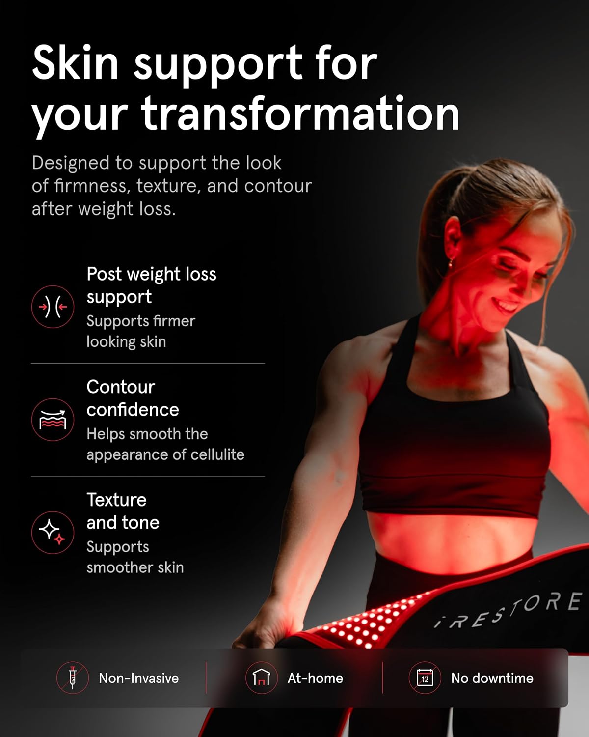 iRESTORE Sculpt LED Belt - FDA-Cleared Red Light Therapy Belt for Body Contouring, Slimming and Muscle Recovery, Near Infrared Light Therapy Wrap for Body, Waist, Thighs, Shoulder & Back Pain Support