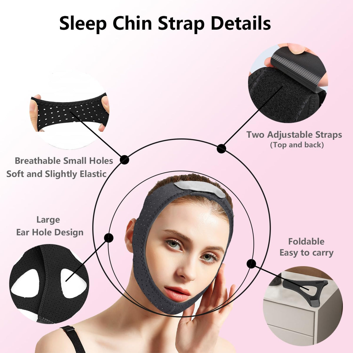Anti Snore Chin Strap,Sleep Chin Strap for CPAP Users,Black