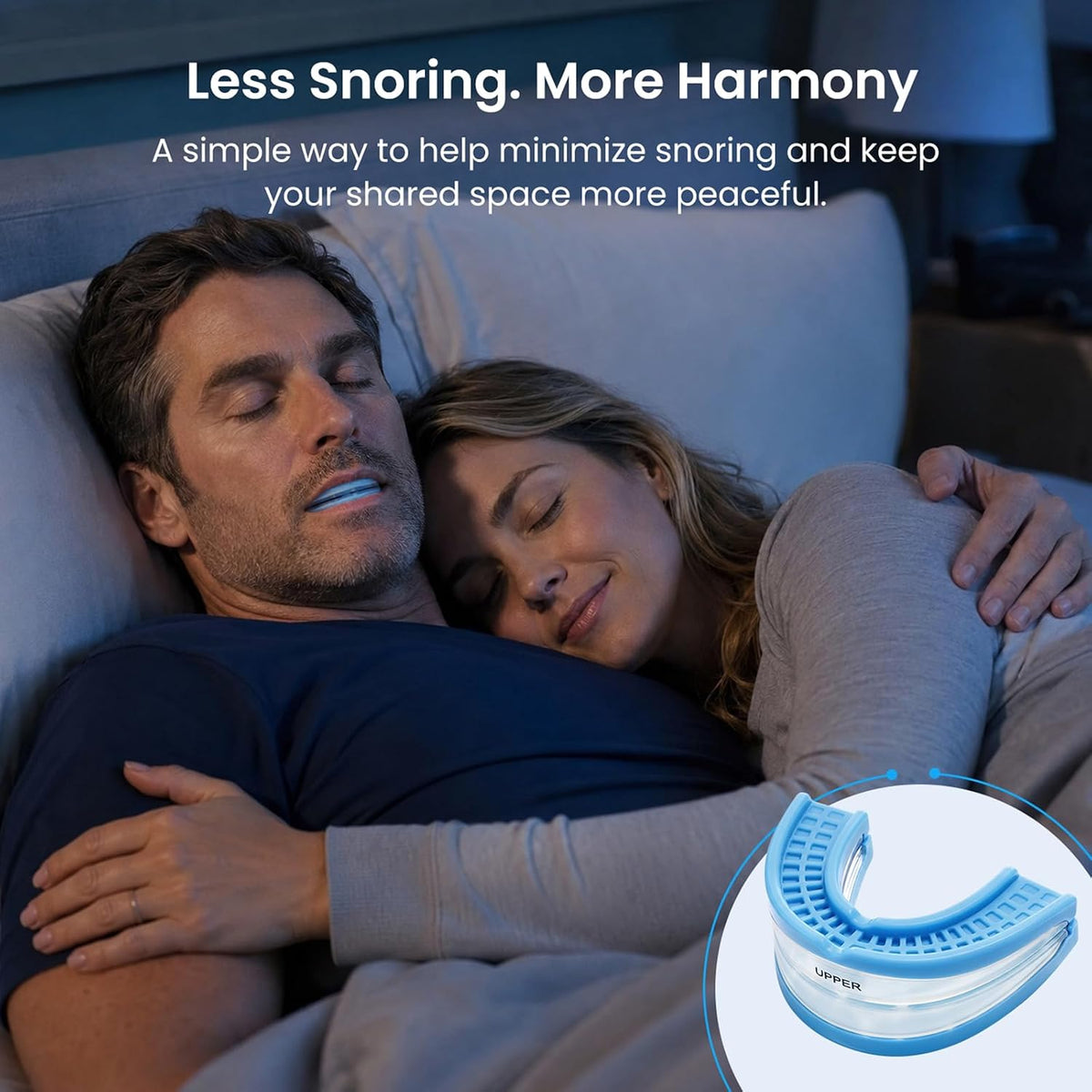 Anti Snore Mouthpiece - FDA-Registered Snoring Aid - Food-Grade Silicone - Boil & Bite Custom Fit Snoring Relief - Reusable with Storage Case - Helps Reduce Snoring for Quieter Nights (Blue)