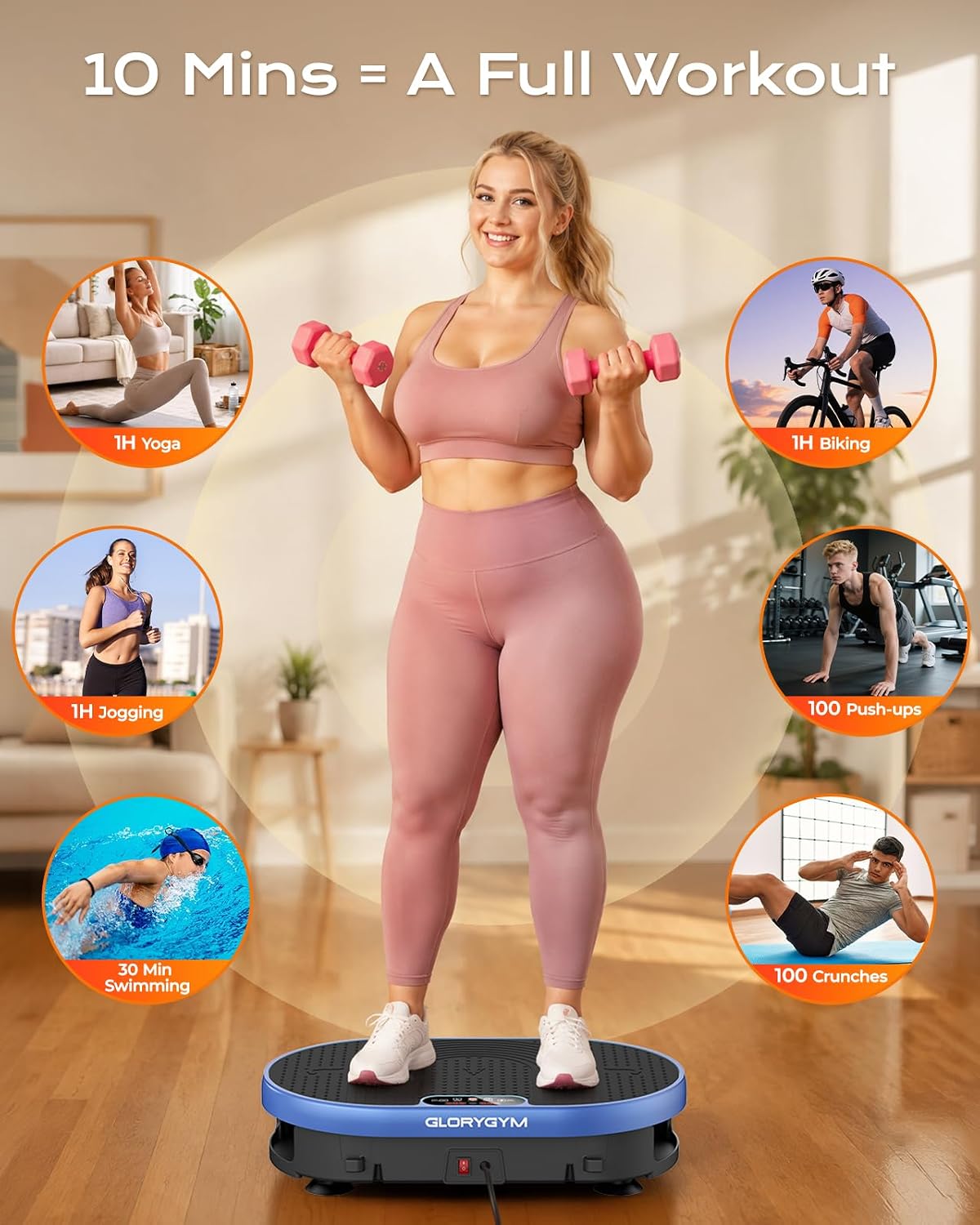 Vibration Plate Exercise Machine for Body Shaker Machine & Weight Loss, Shake Plate with Resistance Bands, 120 Speed Levels, Remote Control, Full Body Workout, Compact Home Gym Equipment