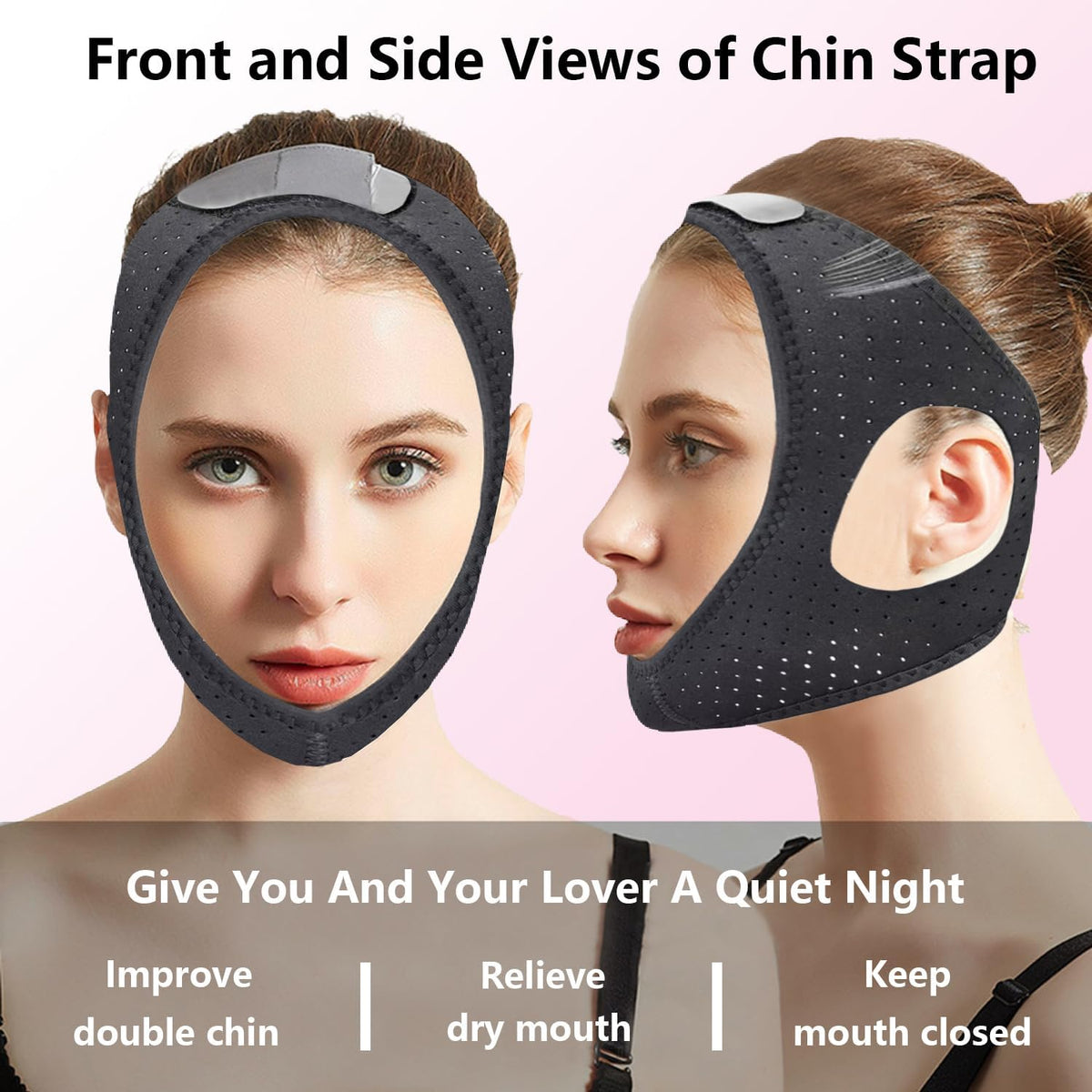 Anti Snore Chin Strap,Sleep Chin Strap for CPAP Users,Black