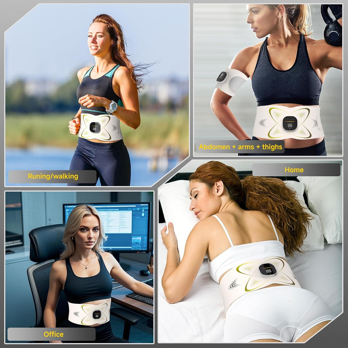 Abs Stimulator Abdominal, AB Belt Muscle Stimulator with Heat (White)
