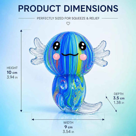 2 Packs Axolotl Squishy Stress Relief Toy, Glitter Stretchy Axolotls Stress Soft Squeeze Sensory Fidget Toys for Kids Adults, Cute Axolotls Squishies Party Favors Classroom