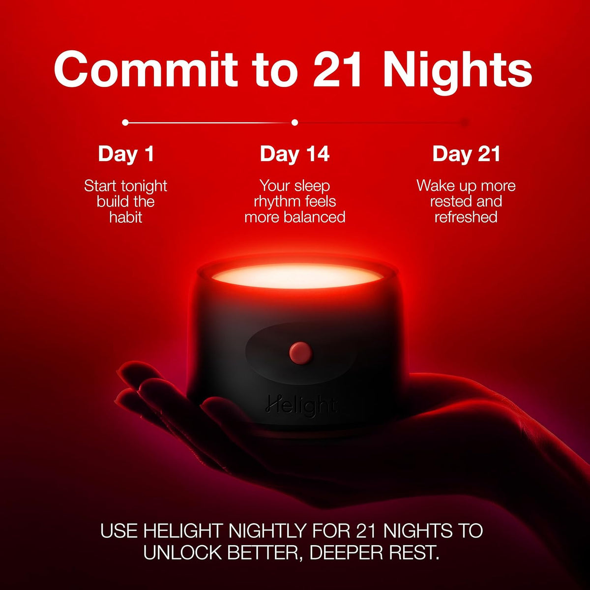 Helight Red Light Therapy Sleep Device – 630nm Pure Red Light Lamp Sleep Aid to Support Deep Relaxation – Rest Lamp Backed by Science for Adults & Kids Bedrooms