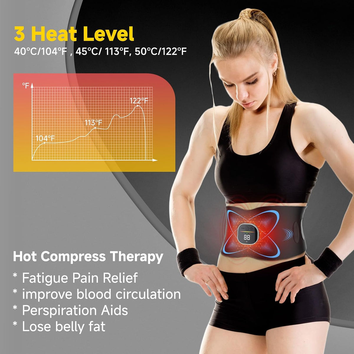 Ab Stimulator Muscle Toner, Abs Stimulator Abdominal Massage Belt Black