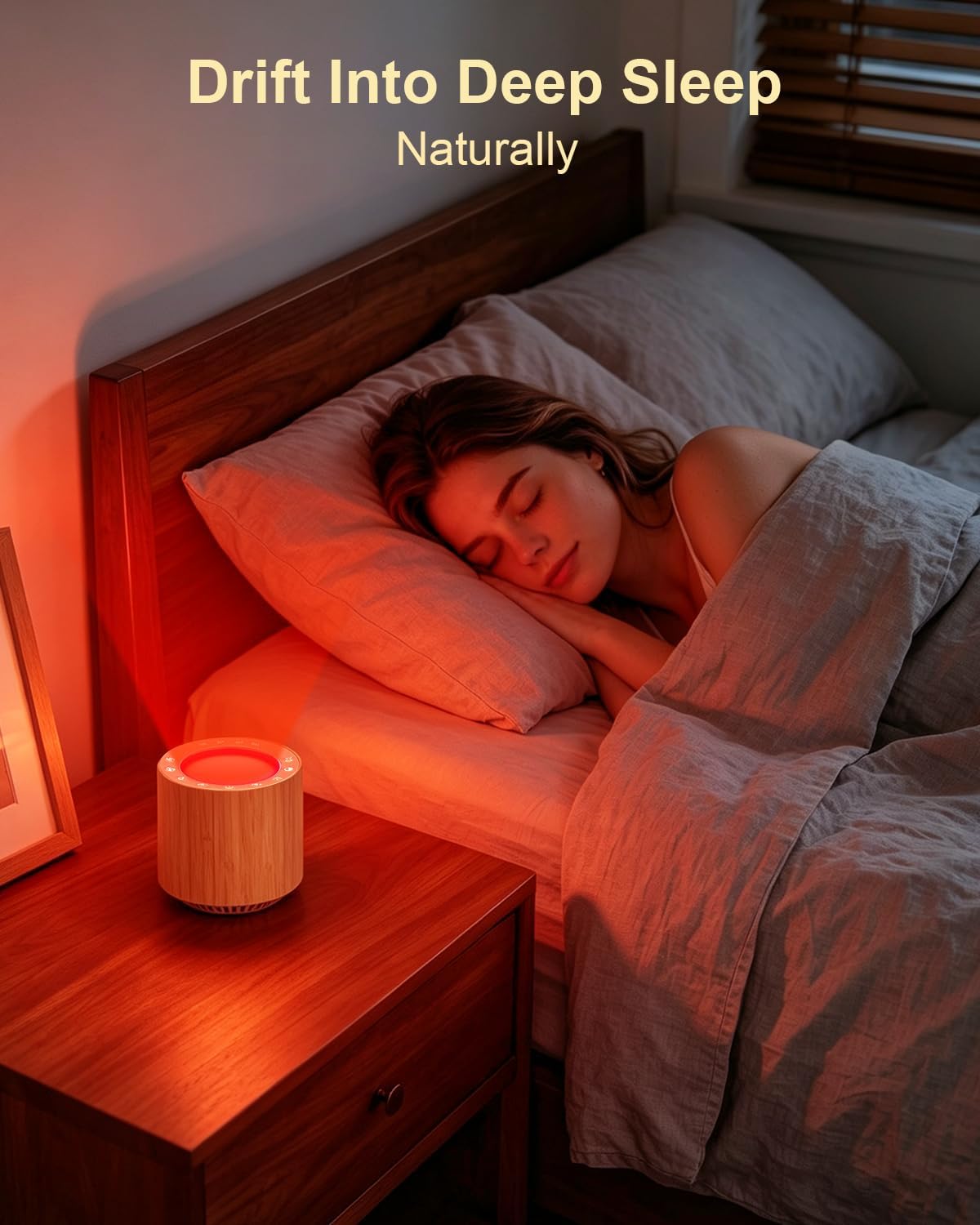 Wood Grain 670nm Red Light Therapy White Noise Sleep Sound Machine