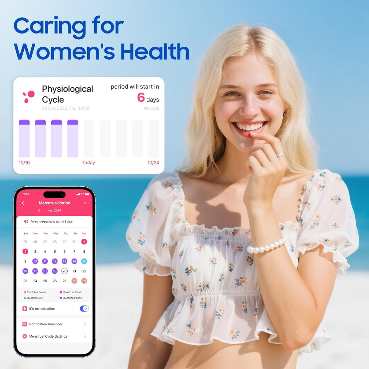 Smart Health Ring, Featuring Stress and Sleep Monitoring Functions, Compatible with iOS and Android,Waterproof Fitness Tracker for Women & Men, No Subscription Fee. (Silver, 9)
