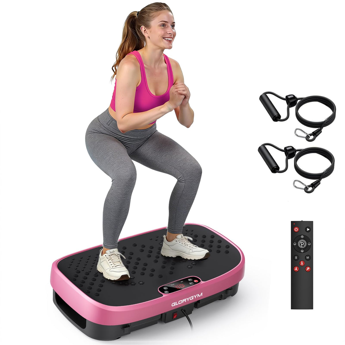 Vibration Plate Exercise Machine for Body Shaker Machine & Weight Loss, Shake Plate with Resistance Bands, 120 Speed Levels, Remote Control, Full Body Workout, Compact Home Gym Equipment