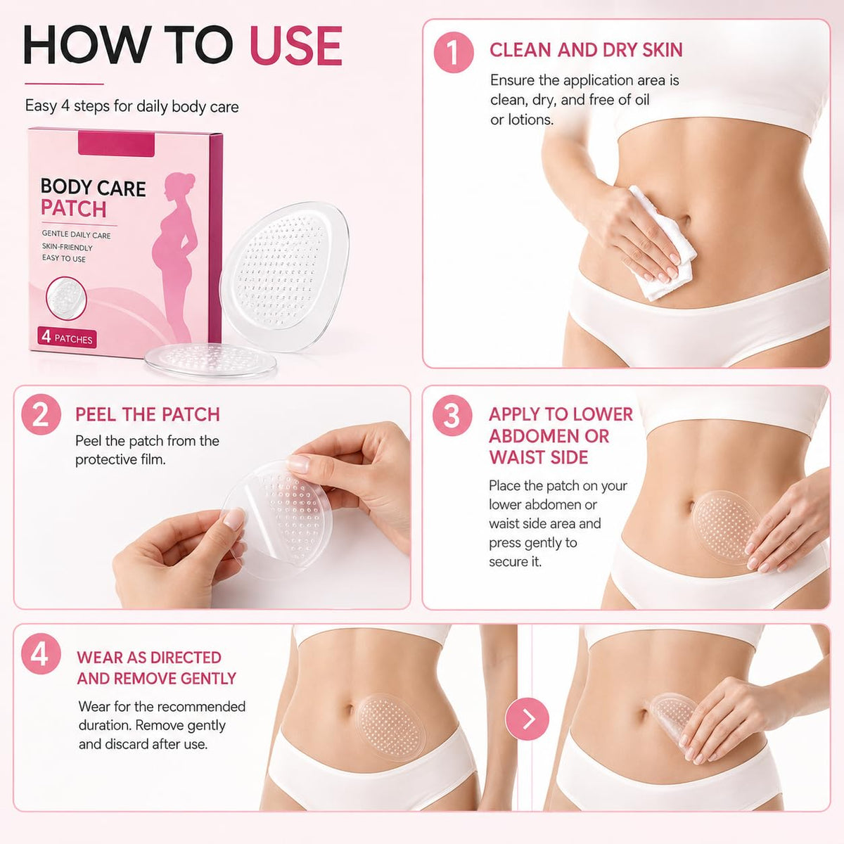 Clear Hydrogel Abdomen Care Patches，8Strips/2Box