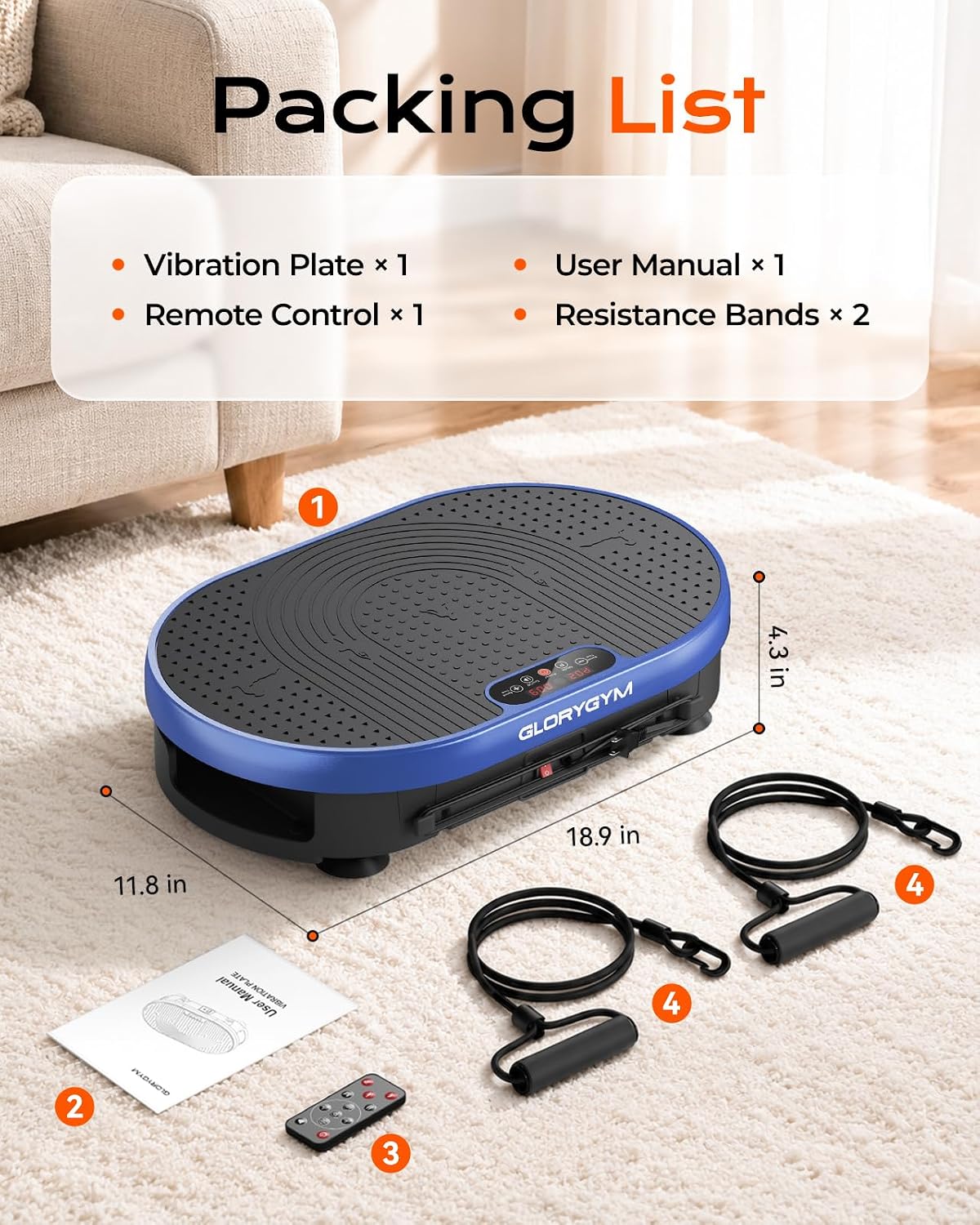 Vibration Plate Exercise Machine for Body Shaker Machine & Weight Loss, Shake Plate with Resistance Bands, 120 Speed Levels, Remote Control, Full Body Workout, Compact Home Gym Equipment