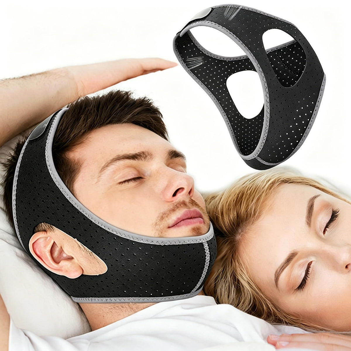 Anti Snore Chin Strap,Sleep Chin Strap for CPAP Users,Black