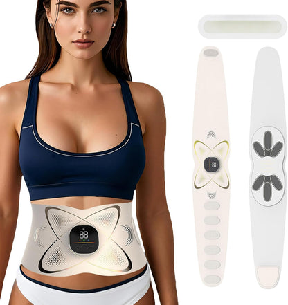 Abs Stimulator Abdominal, AB Belt Muscle Stimulator with Heat (White)