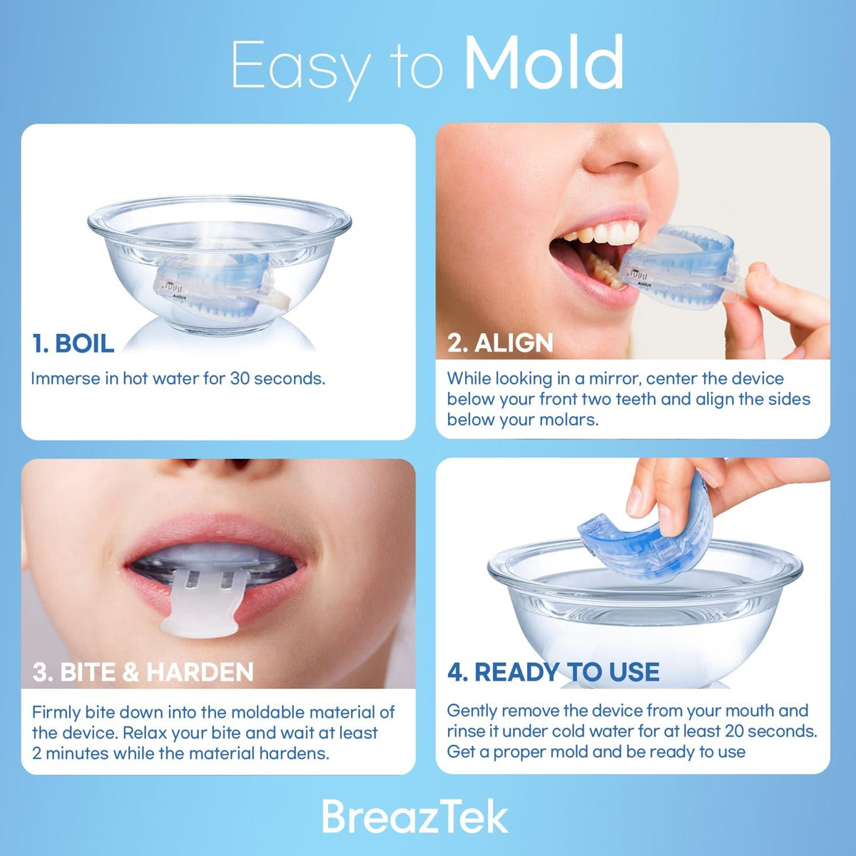 Anti Snore Mouthpiece: FDA Cleared Snoring Device - Helps Reduce Snoring During Sleep for Men and Women (Blue)